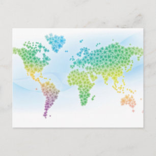 Farbenfrohe Cloud World Map Postkarte