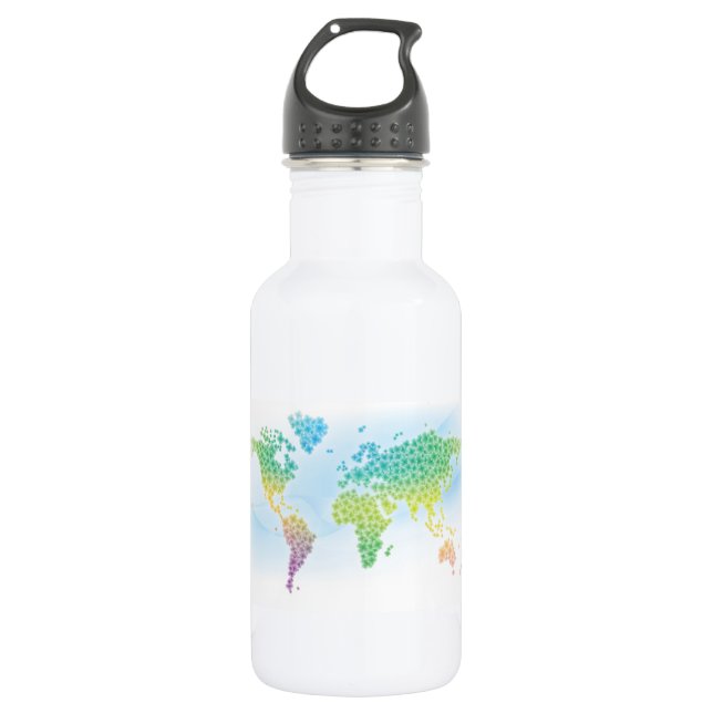 Farbenfrohe Cloud World Map Trinkflasche (Vorderseite)
