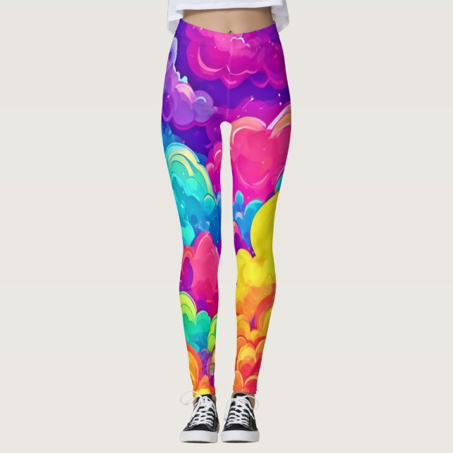 Farbenfrohe Cloudscape Art Leggings (Vorderseite)