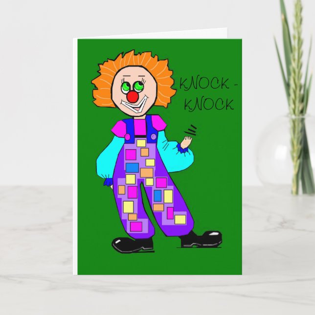 Farbenfrohe Clownknock zum Geburtstag Karte (Vorderseite)