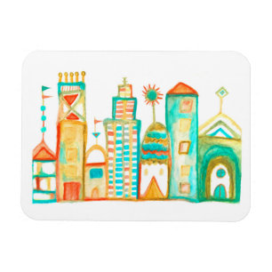 Farbenfrohe Clownstadt Whimsical Village Magnet