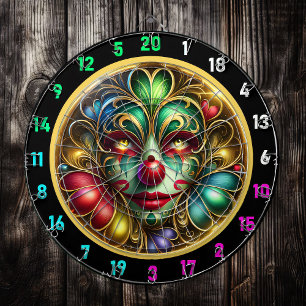 Farbenfrohe Clownwand Dartboard mit roter Nose Dartscheibe