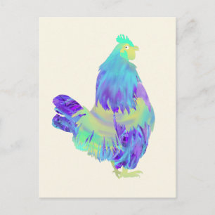 Farbenfrohe Cockerel Quirky Farm Rooster Hähnchen  Postkarte