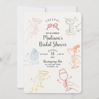 Farbenfrohe Cocktail Party Brautparty Party Einlad