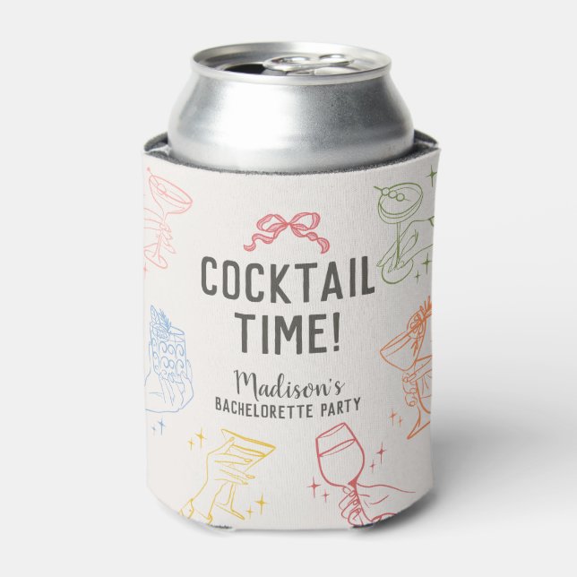 Farbenfrohe Cocktail Party Retro Bachelorette Favo Dosenkühler (Kanne Vorderseite)