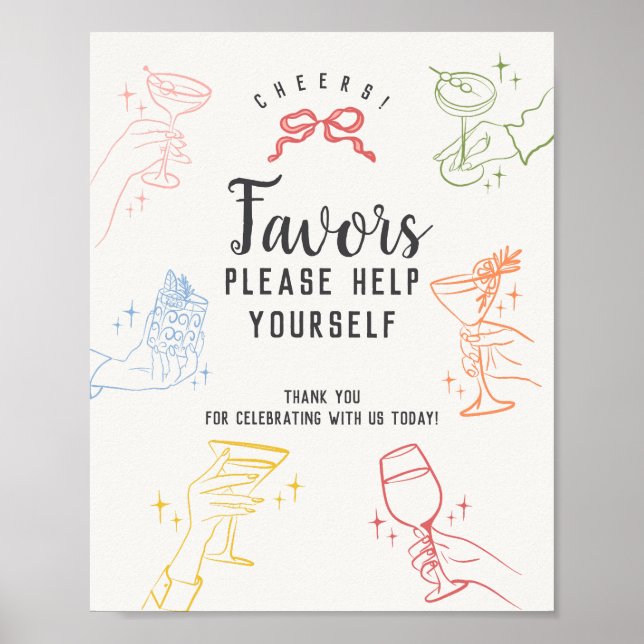 Farbenfrohe Cocktail Party Retro Favoriten Signatu Poster (Vorne)