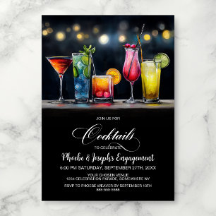 Farbenfrohe Cocktail-Verlobungsfeier Einladung