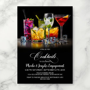 Farbenfrohe Cocktail-Verlobungsfeier Einladung
