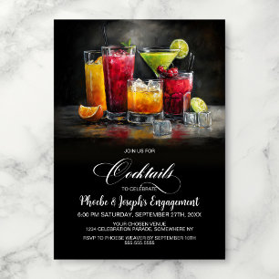Farbenfrohe Cocktail- Verlobungsfeier Einladung