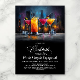 Farbenfrohe Cocktail- Verlobungsfeier Einladung