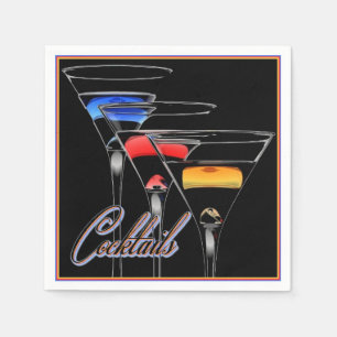 Farbenfrohe Cocktailbrille Black Napkins Serviette