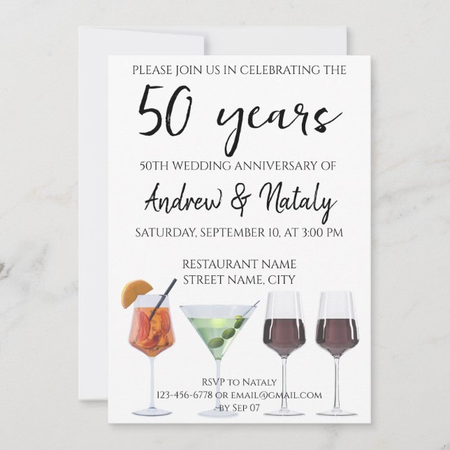 Farbenfrohe Cocktails Einladung (Vorderseite)