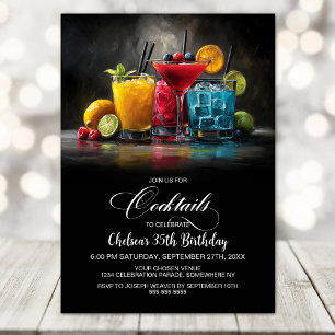 Farbenfrohe Cocktails Geburtstagsfeier Einladung