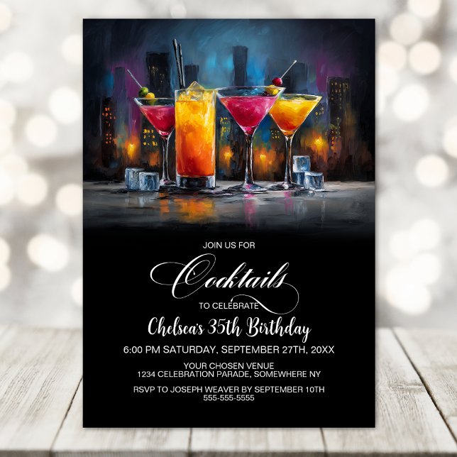 Farbenfrohe Cocktails Geburtstagsfeier Einladung (Von Creator hochgeladen)
