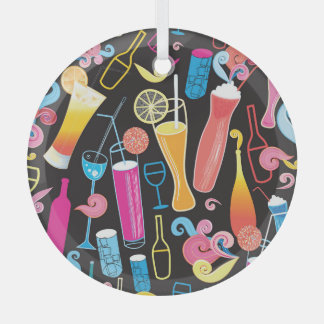 Farbenfrohe Cocktails Grafisches, nahtloses Muster Ornament Aus Glas