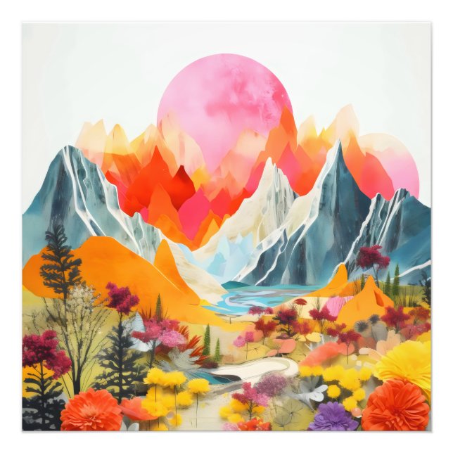 Farbenfrohe Collage Landschaft Fotodruck (Vorne)