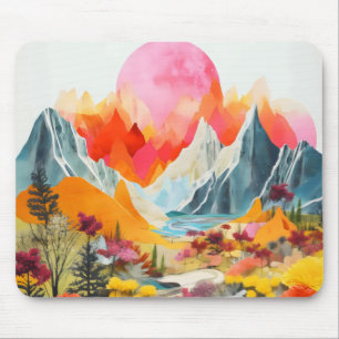 Farbenfrohe Collage Landschaft Mousepad