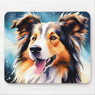 Farbenfrohe Collie Dog Wasserfarbe Mousepad