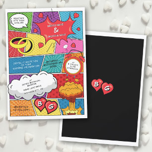 Farbenfrohe Comic Buch Pop Hochzeit Einladung