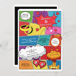 Farbenfrohe Comic Buch Pop Hochzeit Einladung