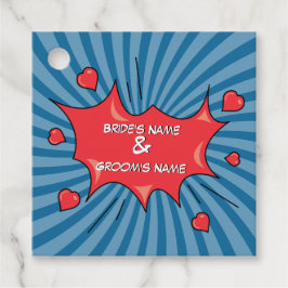 Farbenfrohe Comic Buch Pop Hochzeit Geschenkanhänger