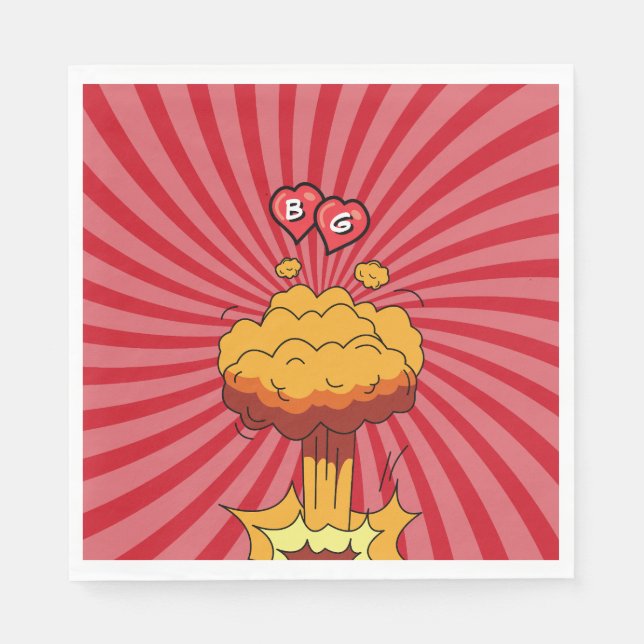 Farbenfrohe Comic Buch Pop Hochzeit Serviette (Vorderseite)