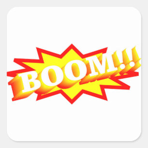 Farbenfrohe Comic Strip Boom Kaffee Tasse Quadratischer Aufkleber