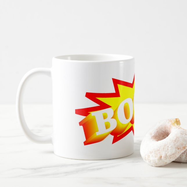 Farbenfrohe Comic Strip Boom Kaffeetasse (Mit Donut)