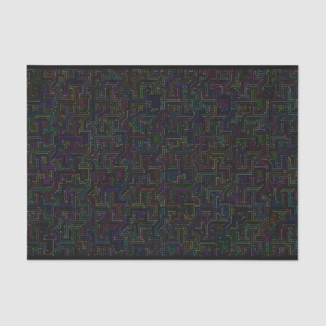 Farbenfrohe Computermodelle auf schwarz Seidenpapier (Vorderseite)