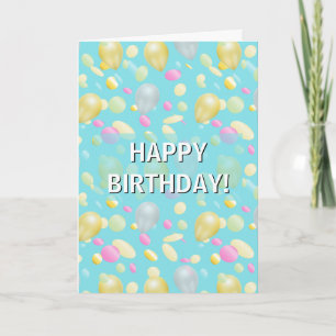 Farbenfrohe Confetti & Balloons Geburtstagskarte Karte