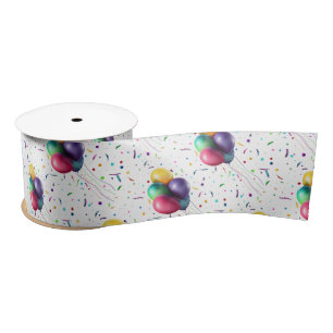 Farbenfrohe Confetti & Balloons Satinband