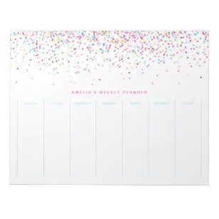 Farbenfrohe Confetti Dots Personalisierter Wöchent Notizblock