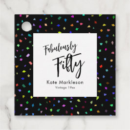 Farbenfrohe Confetti fabelhaft fifty Black & White Geschenkanhänger