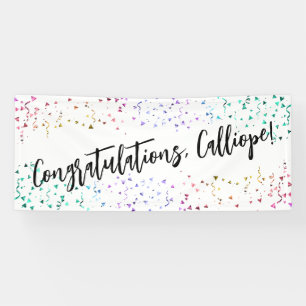 Farbenfrohe Confetti Handwriting Gratulation Banner