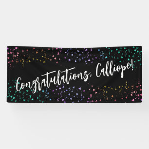 Farbenfrohe Confetti Handwriting Gratulation Banner