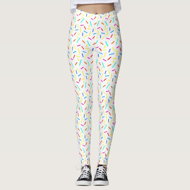 Farbenfrohe Confetti Lines Sprinklermuster Leggings (Vorderseite)