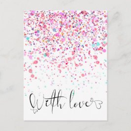 Farbenfrohe Confetti mit Liebe pink Postkarte