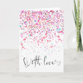 Farbenfrohe Confetti mit Liebe Rosa Geburtstag Karte