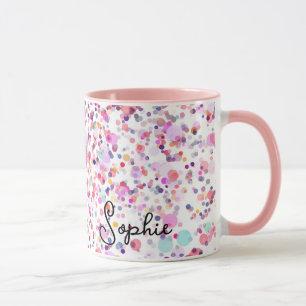 Farbenfrohe Confetti Rosa Abstrakter Personalisier Tasse
