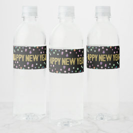 Farbenfrohe Confetti Silvester-Gastgeschenke Wasserflaschenetikett