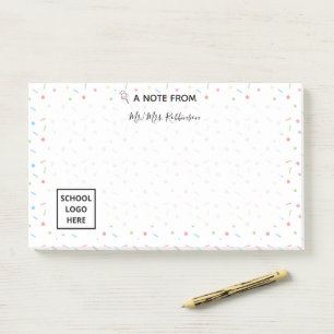 Farbenfrohe Confetti-Sterne und Schokolade-Regenle Post-it Klebezettel