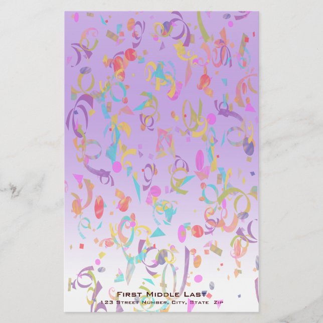 Farbenfrohe Confetti Stücke Violet Gradient Custom Briefpapier (Vorderseite)