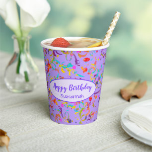 Farbenfrohe Confetti Toss Besondere Anlass Custom Pappbecher