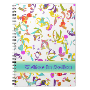 Farbenfrohe Confetti Toto über weißes Template Notizblock