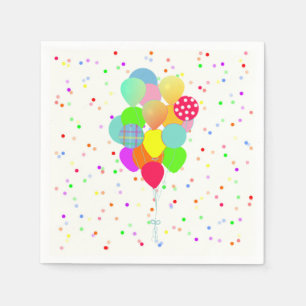 Farbenfrohe Confetti und Balloons Kinder zum Gebur Serviette