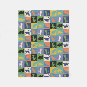 Farbenfrohe Coole Katzen auf Quilt-ähnlichen Plätz Fleecedecke