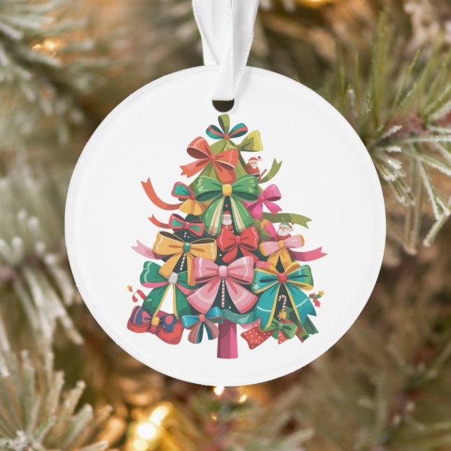 Farbenfrohe Coquette Weihnachtsbaum Preppy Pink Xm Ornament (Baum)