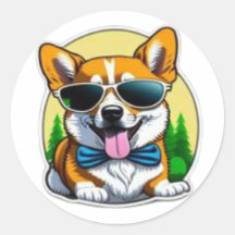 Farbenfrohe Corgi in Sonnenbrille Klassischer Rund