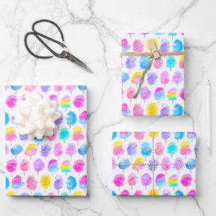 Farbenfrohe Cotton Candy Watercolor Muster Geschenkpapier Set