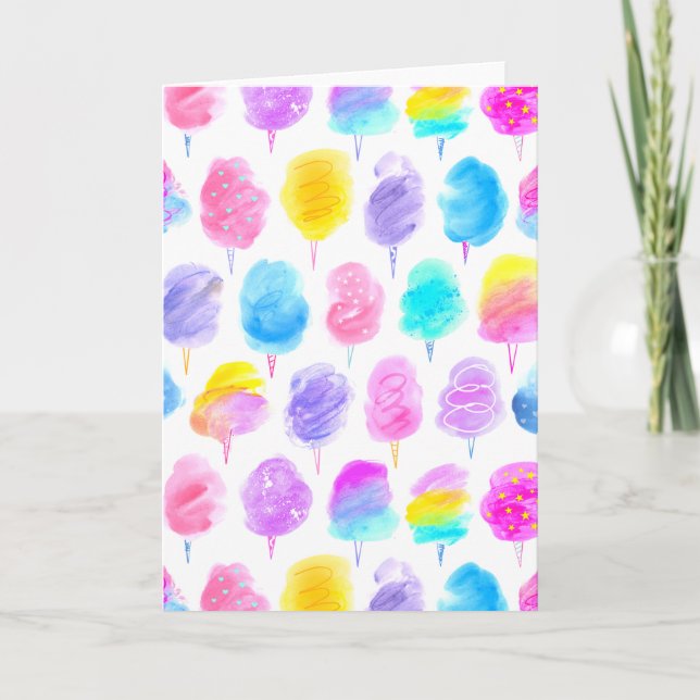 Farbenfrohe Cotton Candy Watercolor Muster Karte (Vorderseite)